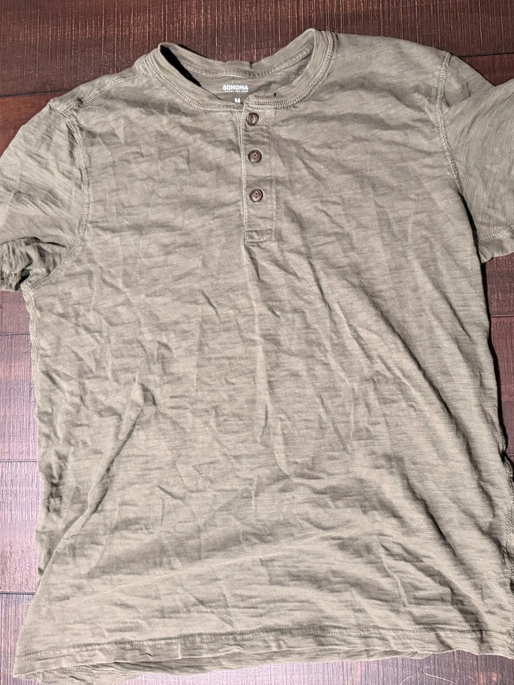 Sonoma Olive Green Short Sleeve Henley Tee